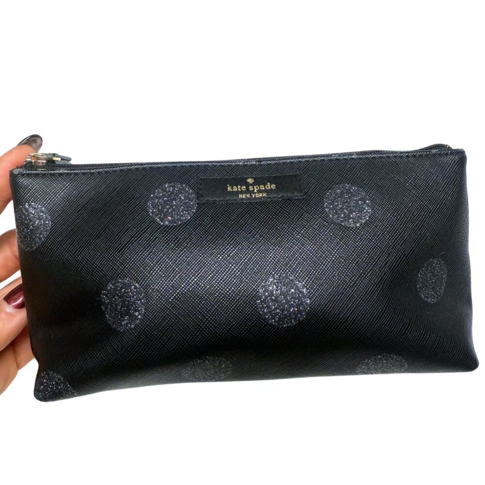 Kate Spade Little Shiloh Haven Lane Black Glitter Dot Cosmetic Pouch – GUC